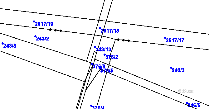 Parcela st. 376/2 v KÚ Milčice u Peček, Katastrální mapa