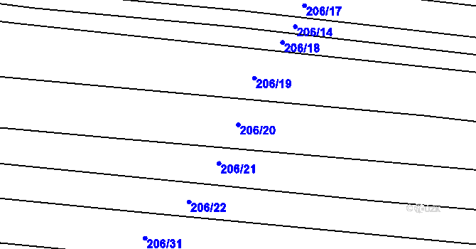 Parcela st. 206/20 v KÚ Milčice u Peček, Katastrální mapa