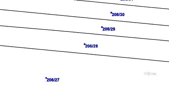 Parcela st. 206/28 v KÚ Milčice u Peček, Katastrální mapa