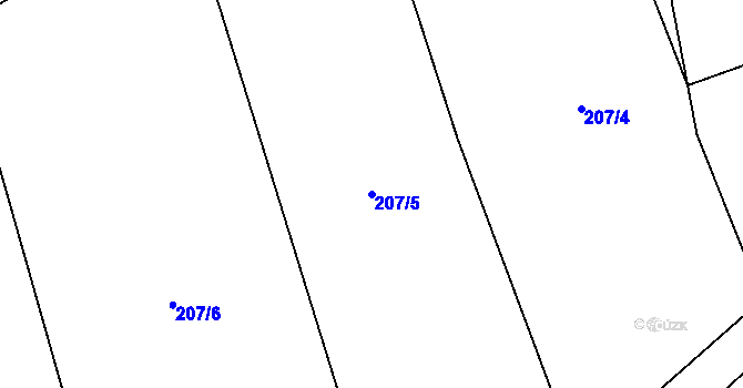 Parcela st. 207/5 v KÚ Milčice u Peček, Katastrální mapa