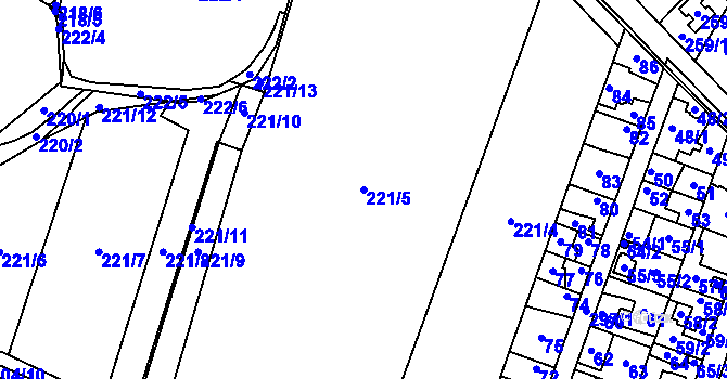 Parcela st. 221/5 v KÚ Milčice u Peček, Katastrální mapa