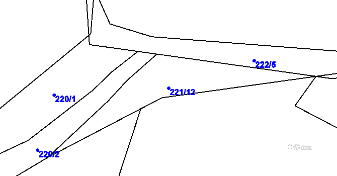 Parcela st. 221/12 v KÚ Milčice u Peček, Katastrální mapa