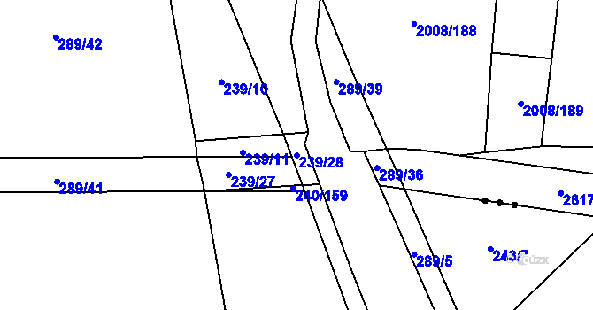 Parcela st. 239/28 v KÚ Milčice u Peček, Katastrální mapa