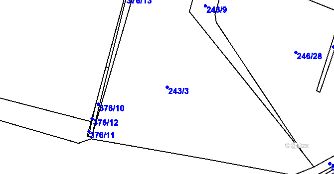 Parcela st. 243/3 v KÚ Milčice u Peček, Katastrální mapa