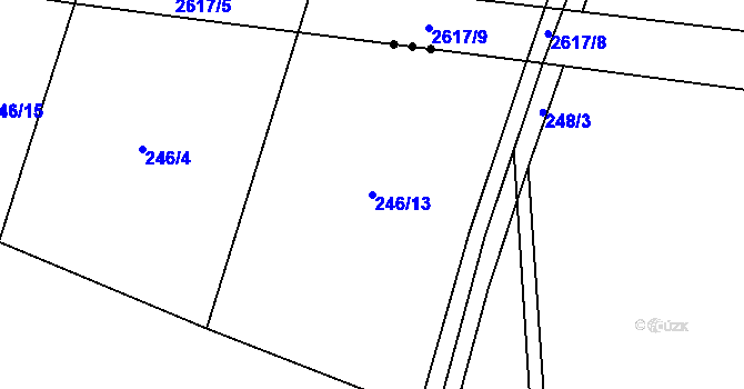 Parcela st. 246/13 v KÚ Milčice u Peček, Katastrální mapa