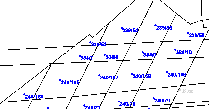 Parcela st. 384/8 v KÚ Milčice u Peček, Katastrální mapa