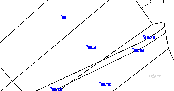 Parcela st. 69/4 v KÚ Bezděkovec, Katastrální mapa
