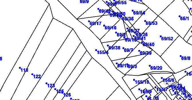 Parcela st. 155/4 v KÚ Bezděkovec, Katastrální mapa