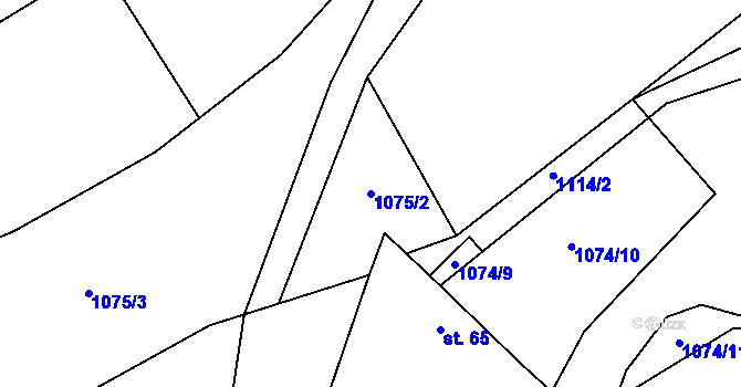 Parcela st. 1075/2 v KÚ Bezděkovec, Katastrální mapa