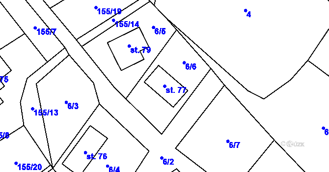 Parcela st. 77 v KÚ Bezděkovec, Katastrální mapa