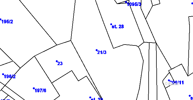 Parcela st. 21/3 v KÚ Bezděkovec, Katastrální mapa