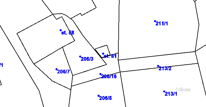 Parcela st. 81 v KÚ Bezděkovec, Katastrální mapa
