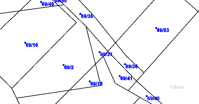 Parcela st. 69/37 v KÚ Bezděkovec, Katastrální mapa