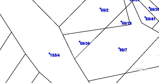 Parcela st. 69/38 v KÚ Bezděkovec, Katastrální mapa