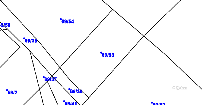 Parcela st. 69/53 v KÚ Bezděkovec, Katastrální mapa