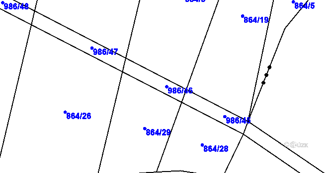 Parcela st. 986/46 v KÚ Bezděkovec, Katastrální mapa