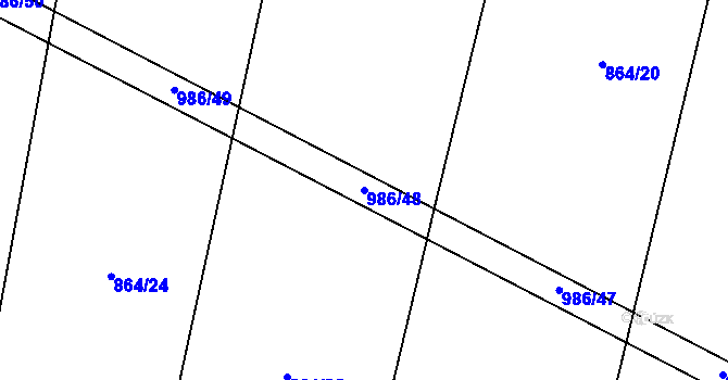 Parcela st. 986/48 v KÚ Bezděkovec, Katastrální mapa