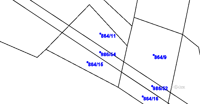 Parcela st. 986/54 v KÚ Bezděkovec, Katastrální mapa