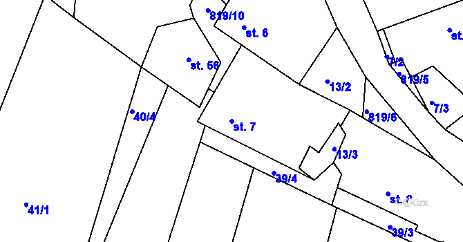 Parcela st. 7 v KÚ Maňovice, Katastrální mapa