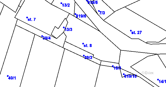 Parcela st. 8 v KÚ Maňovice, Katastrální mapa