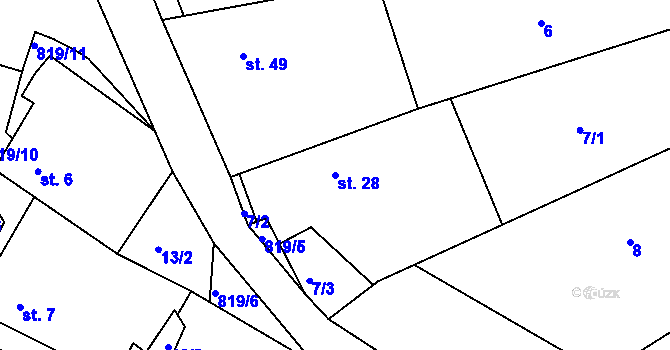 Parcela st. 28 v KÚ Maňovice, Katastrální mapa