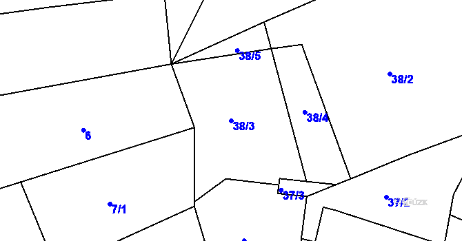 Parcela st. 38/3 v KÚ Maňovice, Katastrální mapa