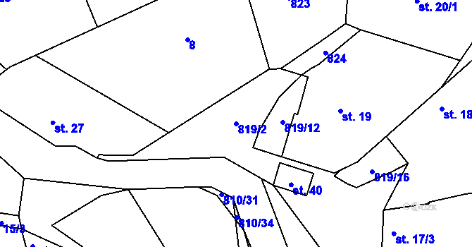Parcela st. 819/2 v KÚ Maňovice, Katastrální mapa