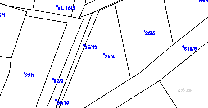 Parcela st. 25/4 v KÚ Maňovice, Katastrální mapa