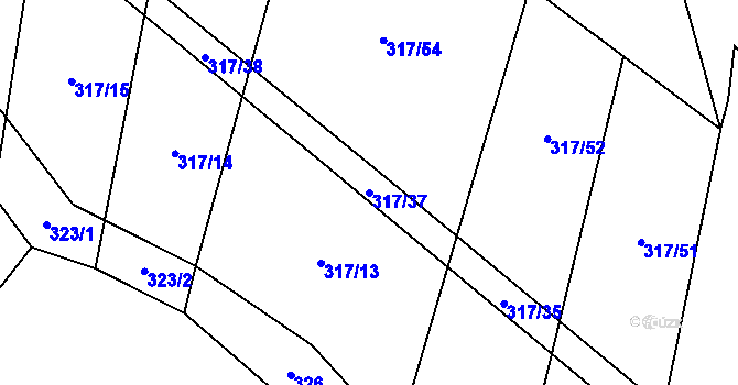 Parcela st. 317/37 v KÚ Maňovice, Katastrální mapa