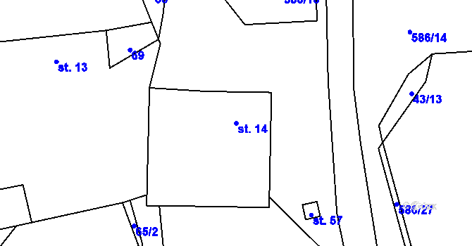 Parcela st. 14 v KÚ Mileč, Katastrální mapa