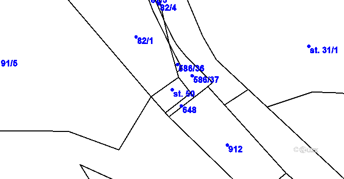 Parcela st. 50 v KÚ Mileč, Katastrální mapa