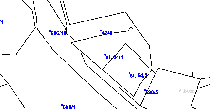 Parcela st. 54/1 v KÚ Mileč, Katastrální mapa