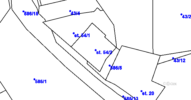 Parcela st. 54/2 v KÚ Mileč, Katastrální mapa