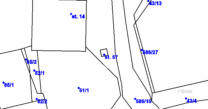 Parcela st. 57 v KÚ Mileč, Katastrální mapa