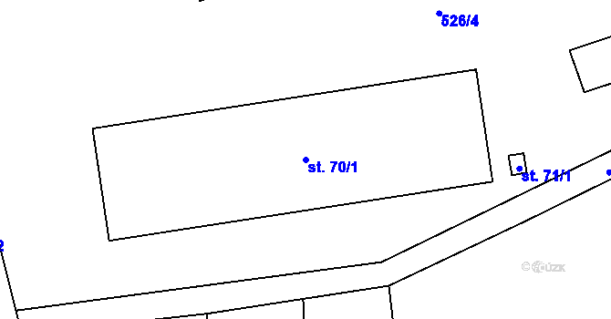 Parcela st. 70/1 v KÚ Mileč, Katastrální mapa