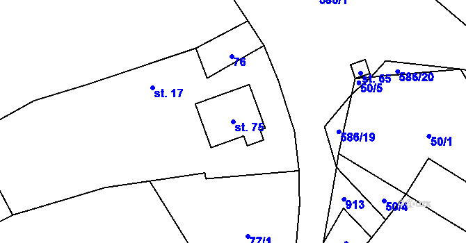 Parcela st. 75 v KÚ Mileč, Katastrální mapa