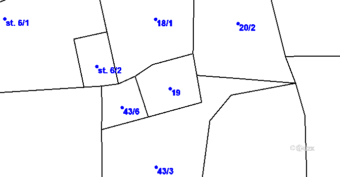 Parcela st. 19 v KÚ Mileč, Katastrální mapa