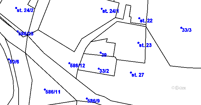 Parcela st. 39 v KÚ Mileč, Katastrální mapa