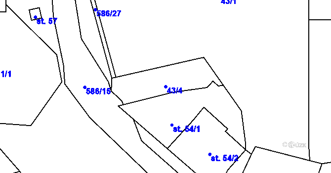 Parcela st. 43/4 v KÚ Mileč, Katastrální mapa