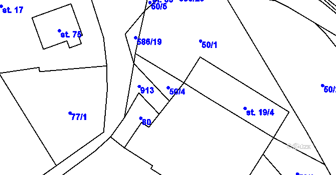 Parcela st. 50/4 v KÚ Mileč, Katastrální mapa
