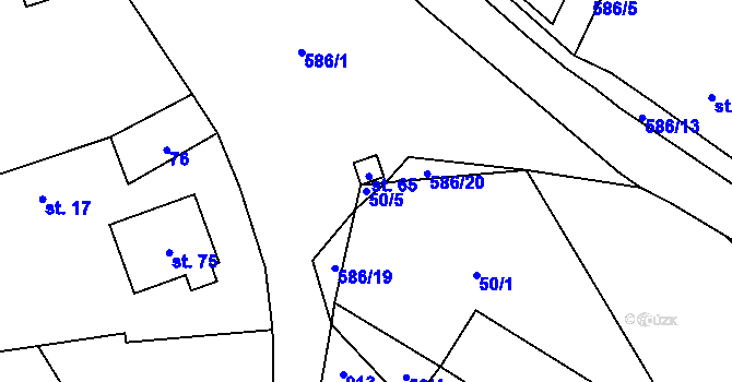 Parcela st. 50/5 v KÚ Mileč, Katastrální mapa