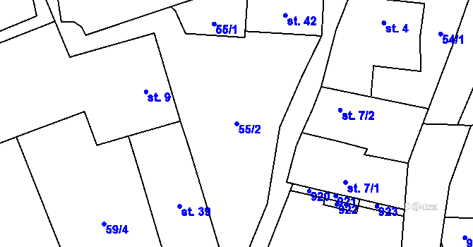 Parcela st. 55/2 v KÚ Mileč, Katastrální mapa