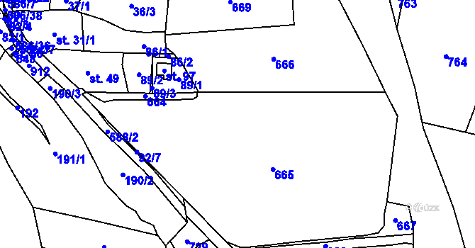 Parcela st. 92/1 v KÚ Mileč, Katastrální mapa