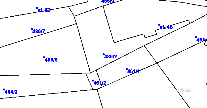 Parcela st. 486/2 v KÚ Mileč, Katastrální mapa