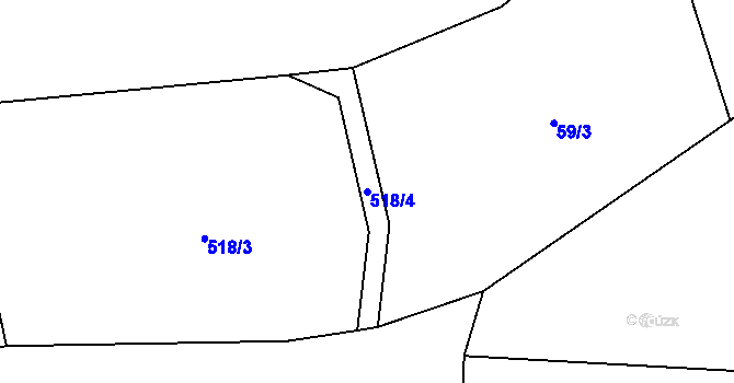 Parcela st. 518/4 v KÚ Mileč, Katastrální mapa