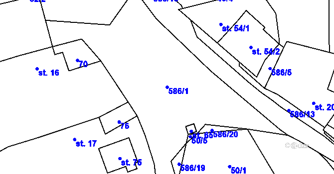 Parcela st. 586/1 v KÚ Mileč, Katastrální mapa