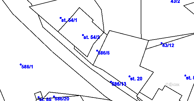 Parcela st. 586/5 v KÚ Mileč, Katastrální mapa