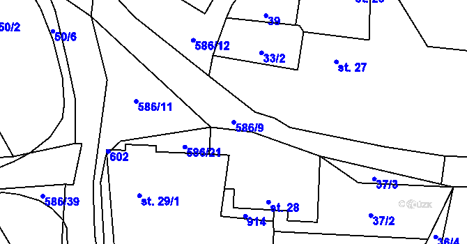 Parcela st. 586/9 v KÚ Mileč, Katastrální mapa
