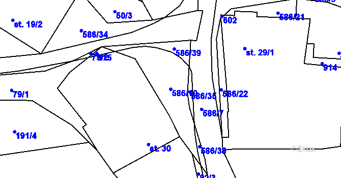 Parcela st. 586/10 v KÚ Mileč, Katastrální mapa