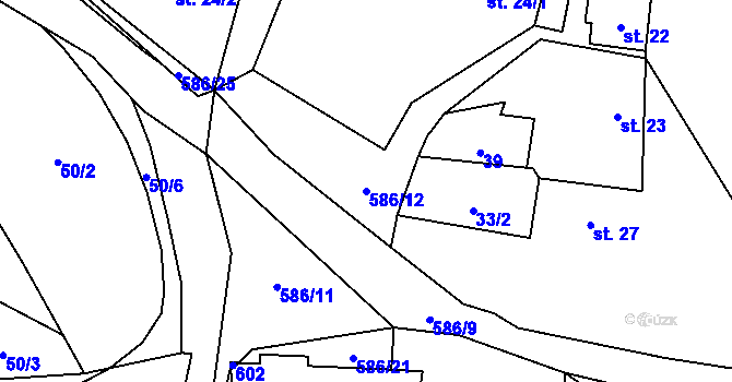 Parcela st. 586/12 v KÚ Mileč, Katastrální mapa